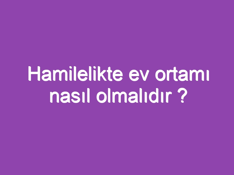 Hamilelikte ev ortamı nasıl olmalıdır ?