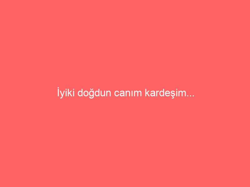 İyiki doğdun canım kardeşim…